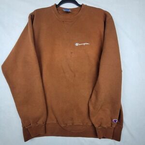 Vintage 90s Embroidered Champion Spell Out Sweatshirt Brown Made in USA XX-Large